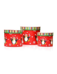 Set de 3 cutii rotunde cu pinguini de Craciun,1,Creativ.ro