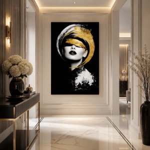 Tablou canvas portret de femeie „Golden Swirl"