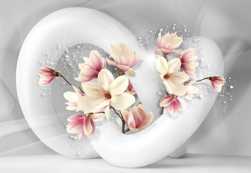 3D Structure Flowers White And Grey