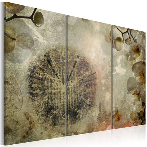 Kép - Vintage. clock and orchid - triptych