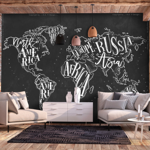 Öntapadó fotótapéta - Retro Continents (Black)