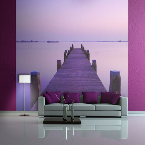 Fotótapéta - Violet naplemente és egy hidat egy tó