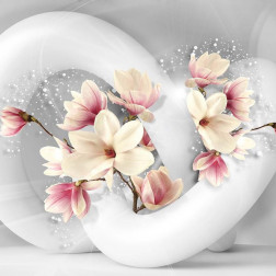 3D Structure Flowers White And Grey