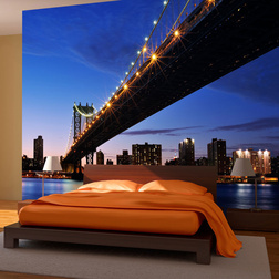 Fotótapéta - Manhattan Bridge megvilágított éjszakai