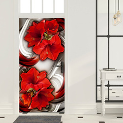 Fotótapéta ajtóra - Photo wallpaper - Abstraction and red flowers I