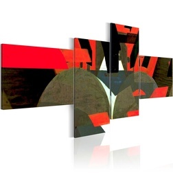 Kép - Black. red and abstract shapes
