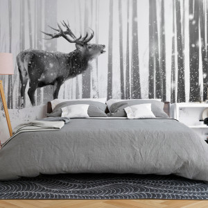 Fotótapéta - Deer in the Snow (Black and White)