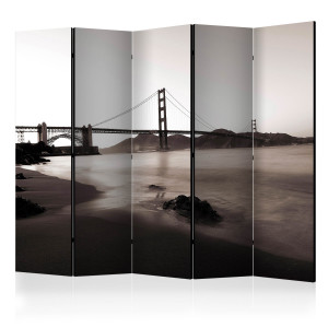 Paraván - San Francisco: Golden Gate Bridge in black and white II [Room Dividers]
