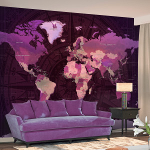 Öntapadó fotótapéta - Purple World Map
