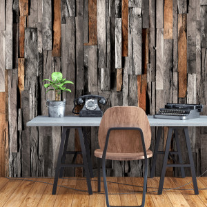 Öntapadó fotótapéta - Wooden Curtain (Grey and Brown)