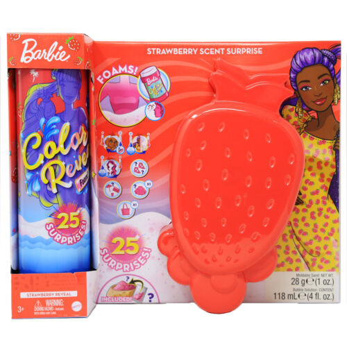 Set Papusa Barbie Color Reveal Foam cu Tematica Capsuni