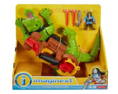 Jucarie interactiva crocodil si pirat Mattel, Imaginext
