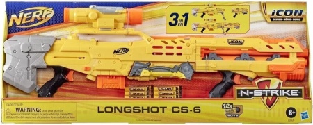Blaster NERF N-Strike Longshot CS-6, 3 in 1, 12 sageti, Icon Series