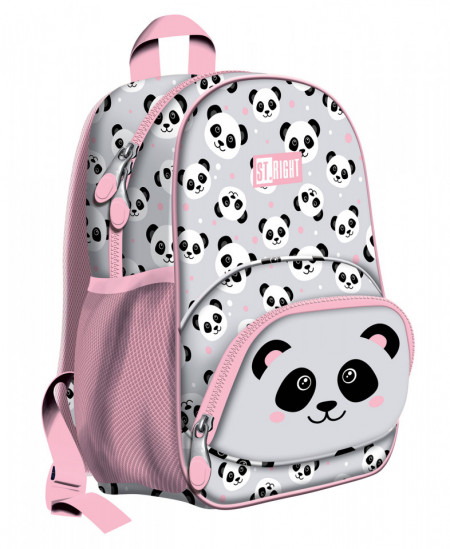 Ghiozdan Gradinita 1 Compartiment, Impermeabil, Elemente Reflectorizante, Colectia St.Right - Grey Panda BP70, 32x22x11.5cm