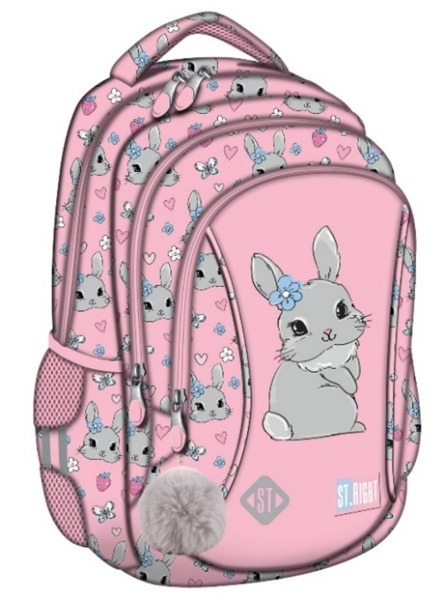 Ghiozdan Prescolari, St.Right, 3 Compartimente, Impermeabil, Cute Rabbit BP26, 39x27x17cm