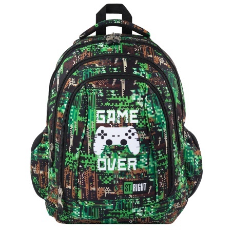 Ghiozdan St.Right, 4 Compartimente, Ergonomic, Impermeabil, Game Over BP04 43x32x20cm