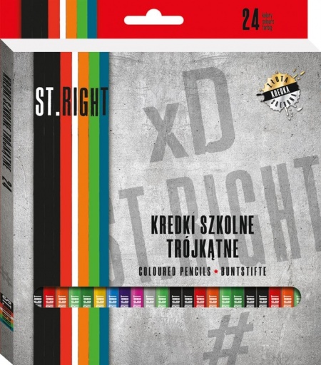 Creioane Colorate, St.Right, 24 Culori, include Auriu si Argintiu