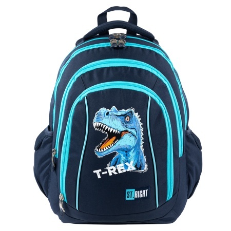 Ghiozdan St.Right, 4 Compartimente, Ergonomic, Impermeabil, Blue T-Rex BP04 43x32x20cm