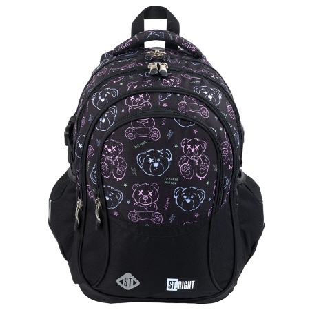 Ghiozdan St.Right, 4 Compartimente, Ergonomic, Impermeabil, Trouble Maker Bear BP01, 43x32x21cm