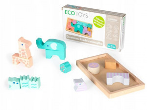 Cuburi de Lemn, Animale Colorate, EcoToys, 13 pcs - Img 4