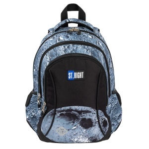 Ghiozdan Scolar Copii St.Right BP26 Moon View, 3 Compartimente, Ergonomic, 20L, 39x27x17 cm