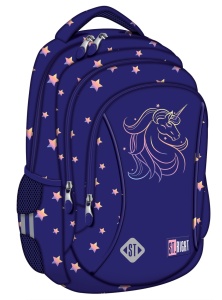Ghiozdan Scolar Copii St.Right BP26 Unicorn Glow, 3 Compartimente, Ergonomic, 20L, 39x27x17 cm