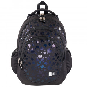 Ghiozdan Scolar cu 4 Compartimente, Ergonomic, Impermeabil, Colectia St.Right - Black Cats BP06 42x31x22cm - Img 1