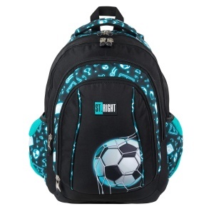 Ghiozdan St.Right, 4 Compartimente, Ergonomic, Impermeabil, Neon Football BP04 43x32x20cm