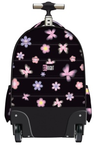 Ghiozdan tip Troler St.Right TB01, Flower Mood, Roti Silicon, Impermeabil, 44x32x25 cm - Img 2