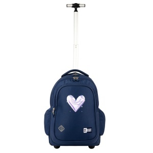 Ghiozdan tip Troler St.Right TB01, MoonLight Heart, Roti Silicon, Impermeabil, 44x32x25 cm - Img 5
