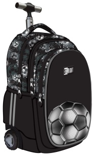 Ghiozdan tip Troler St.Right TB01, Silver Goal, Roti Silicon, Impermeabil, 44x32x25 cm