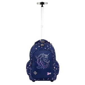 Ghiozdan tip Troler St.Right TB01, Unicorn Glow, Roti Silicon, Impermeabil, 44x32x25 cm - Img 2