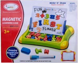 Joc Magnetic, MalPlay, 2 in 1, Tabla alba de scris + Litere si Cifre Magnetice, Galbena - Img 2