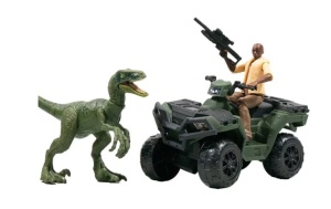 Set Figurine Jurassic World Legacy, Mattel, Barry Sembene, ATV, Velociraptor, Charlie, 21.5x37cm - Img 2