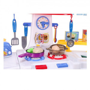 Bucatarie Multifunctionala pentru copii, Malplay, cu sunete, lumini, Chiuveta cu apa, Hota, Cuptor si accesorii, 61 cm - Img 3