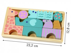 Cuburi de Lemn, Animale Colorate, EcoToys, 13 pcs - Img 5