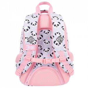 Ghiozdan Prescolari Ergonomic, Impermeabil, Elemente Reflectorizante, Colectia St.Right - Grey Panda BP26, 39x27x17cm - Img 2