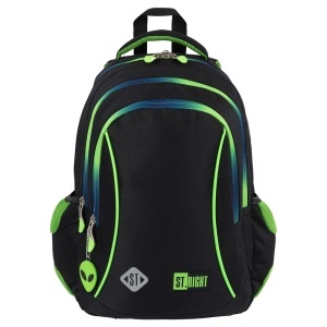 Ghiozdan Prescolari, St.Right, 3 Compartimente, Impermeabil, Green Power (Alien) BP26, 39x27x17cm