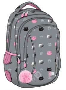 Ghiozdan Scolar Copii St.Right BP26 Kitty Paw, 3 Compartimente, Ergonomic, 20L, 39x27x17 cm