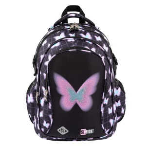 Ghiozdan Scolar St.Right BP01 Pastel Butterfly, 4 Compartimente, Ergonomic, 43x32x21cm
