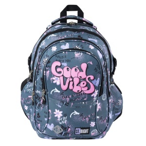 Ghiozdan St.Right, 4 Compartimente, Ergonomic, Impermeabil, Good Vibes BP01, 43x32x21cm