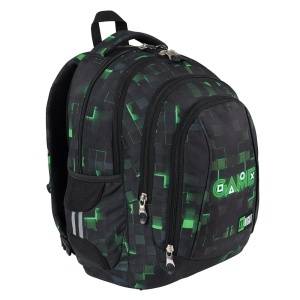 Ghiozdan St.Right, 4 Compartimente, Ergonomic, Impermeabil, Green Game BP04 43x32x20cm - Img 2