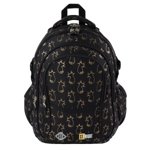 Ghiozdan St.Right, 4 Compartimente, Impermeabil, Golden Cats BP01