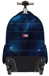 Ghiozdan tip Troler St.Right TB01, Blue Earth View, Roti Silicon, Impermeabil, 44x32x25 cm - Img 2