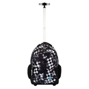 Ghiozdan tip Troler St.Right TB01, Race Check, Roti Silicon, Impermeabil, 44x32x25 cm - Img 2