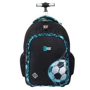 Ghiozdan Troler, St.Right, Roti Silicon, Impermeabil, Neon Football TB01, 44x32x25cm