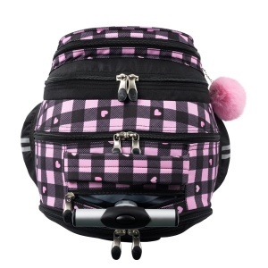 Ghiozdan Troler, St.Right, Roti Silicon, Impermeabil, Pink Checkered TB01, 44x32x25cm - Img 6
