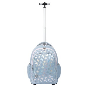 Ghiozdan Troler, St.Right, Roti Silicon, Impermeabil, Silver Butterflies TB01, 44x32x25cm - Img 3