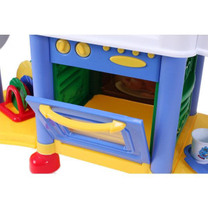 Bucatarie Multifunctionala pentru copii, Malplay, cu sunete, lumini, Chiuveta cu apa, Hota, Cuptor si accesorii, 61 cm - Img 4