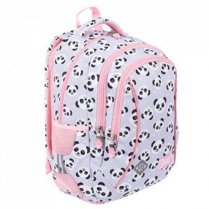 Ghiozdan Prescolari Ergonomic, Impermeabil, Elemente Reflectorizante, Colectia St.Right - Grey Panda BP26, 39x27x17cm - Img 3